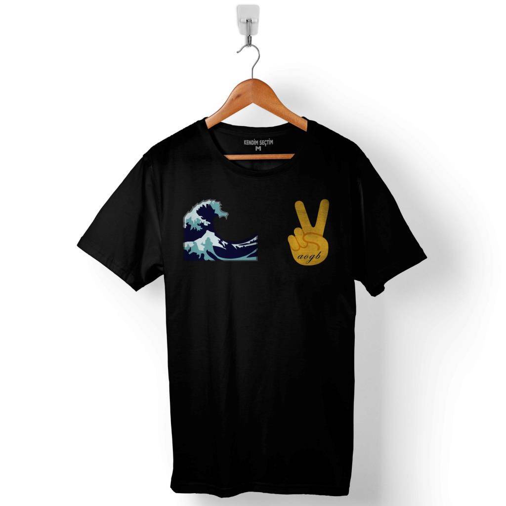 Water Su Tavşan Two Fingers Zafer Emoji Baskılı Tişört Unisex