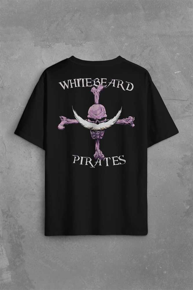 Whitebeard Amiral Pirates One Piece Luffy Sırt Ön Baskılı Oversize Tişört Unisex T-Shirt (1)