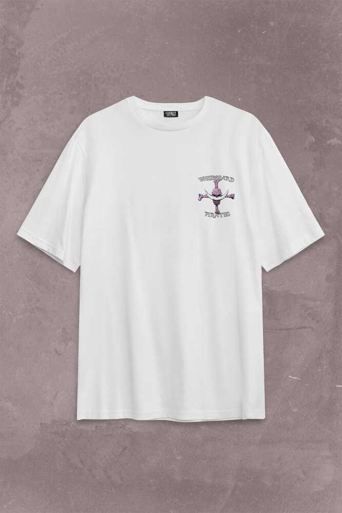 Whitebeard Amiral Pirates One Piece Luffy Sırt Ön Baskılı Oversize Tişört Unisex T-Shirt