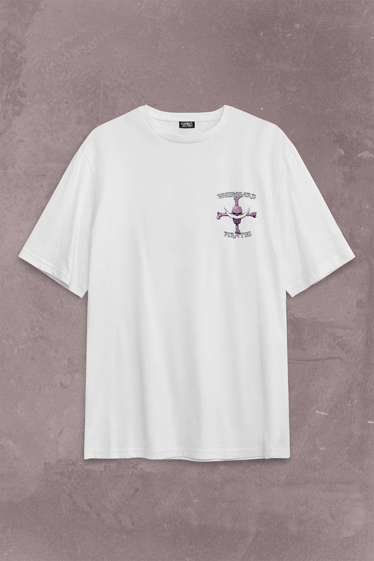 Whitebeard Amiral Pirates One Piece Luffy Sırt Ön Baskılı Oversize Tişört Unisex T-Shirt
