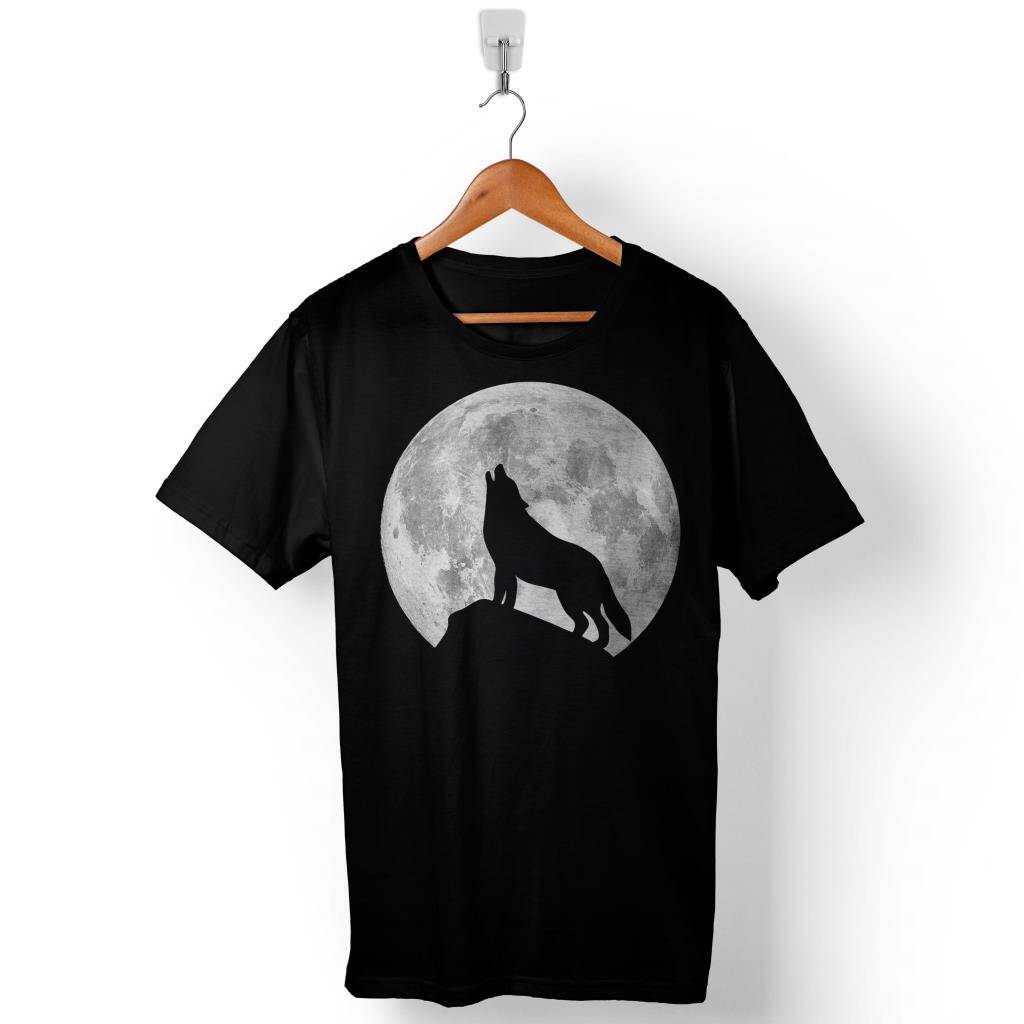 Wolf Moon Bozkurt Ay Uluyan Kurt Göktürk Baskılı Tişört Unisex