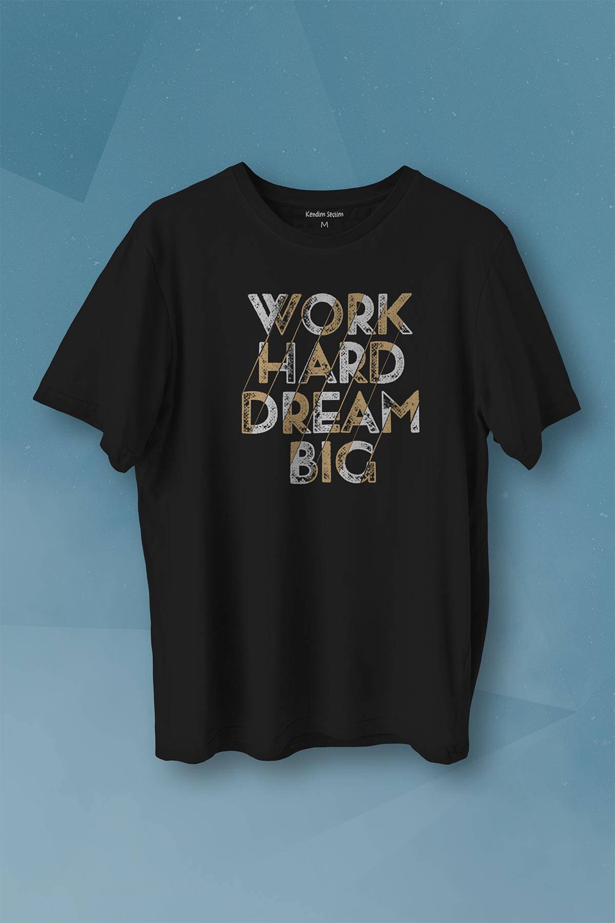 Work Hard Dream Big Gym Spor Body Baskılı Siyah Tişört Unisex