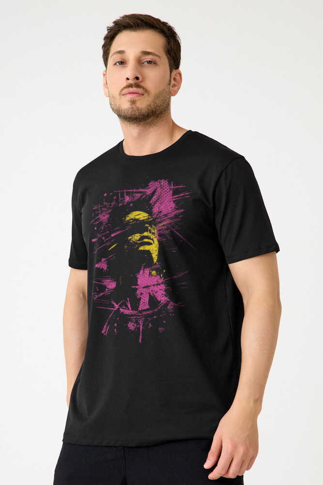 Y2K Face Aesthetic Unisex Tişört Siyah Kısa Kollu