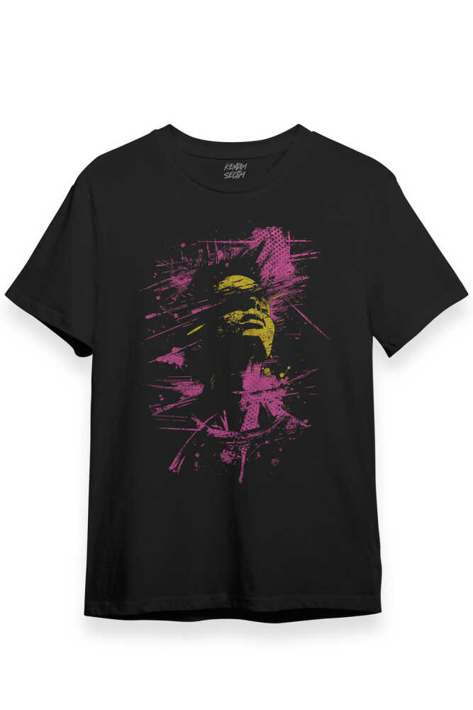 Y2K Face Aesthetic Unisex Tişört Siyah Kısa Kollu - 3