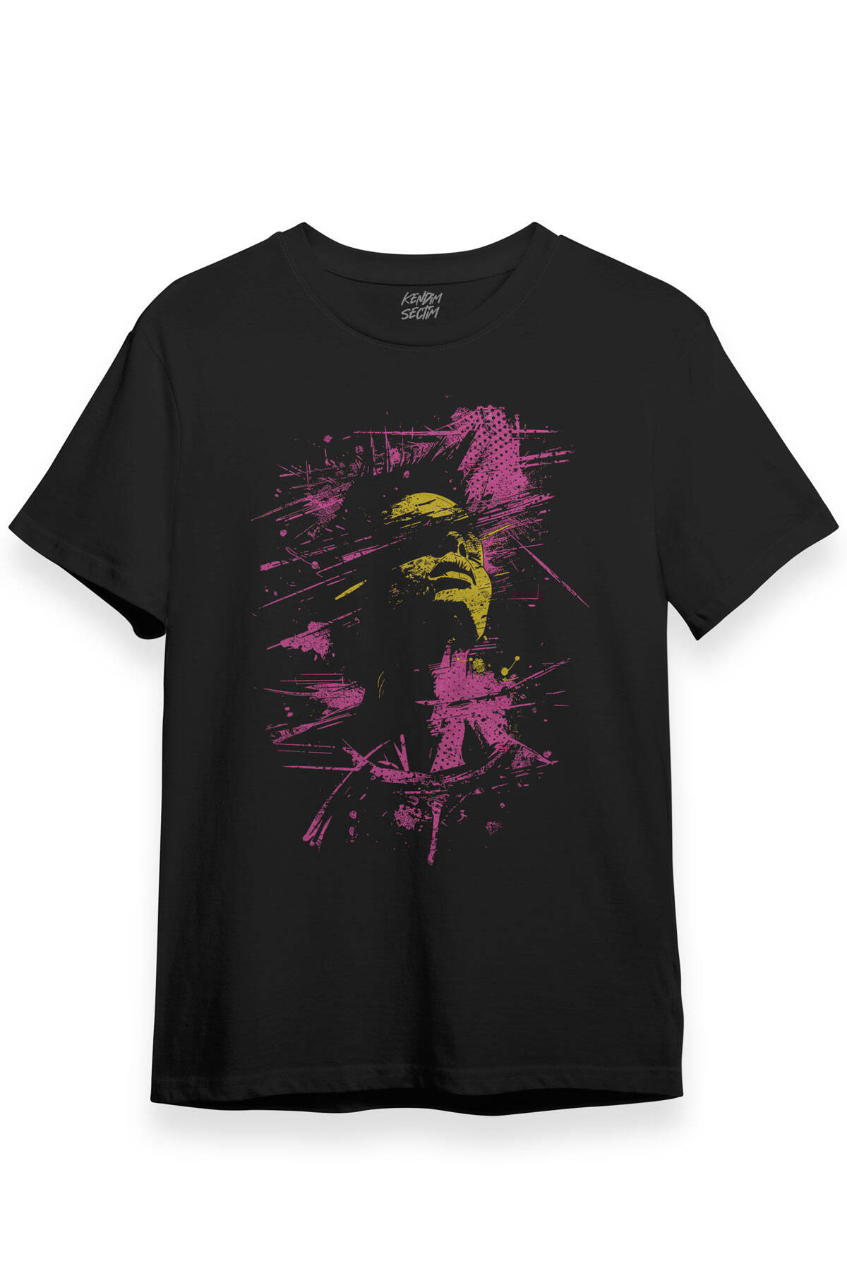 Y2K Face Aesthetic Unisex Tişört Siyah Kısa Kollu - 3