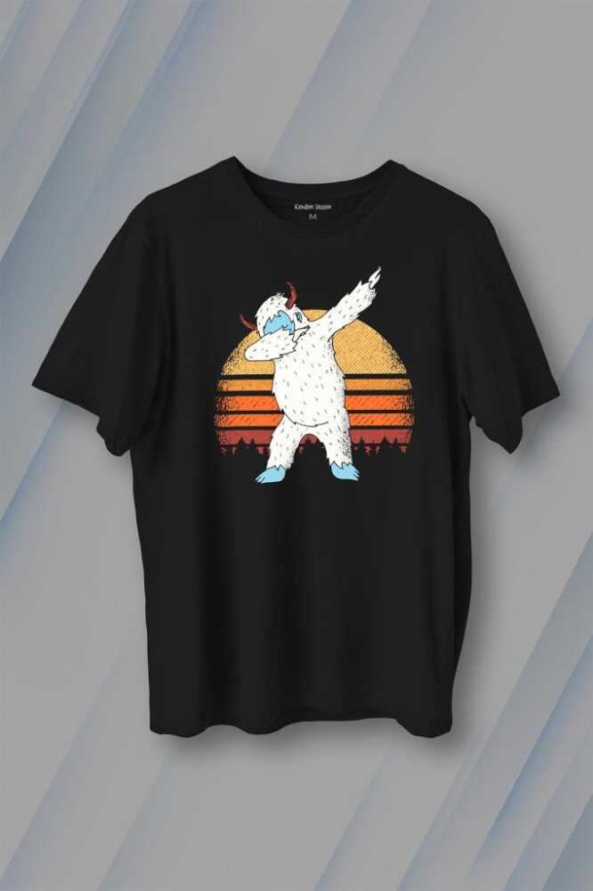 Yeti Dans Dabbing Koca Ayak Funny Dance Baskılı Tişört Unisex