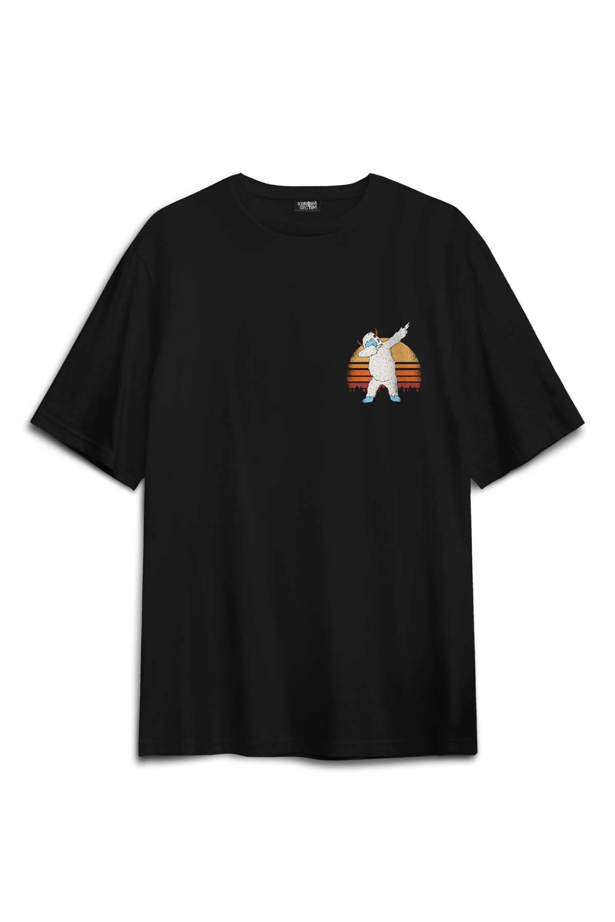 Yeti Dans Dabbing Koca Ayak Funny Dance Sırt Ön Baskılı Oversize Tişört Unisex - 1