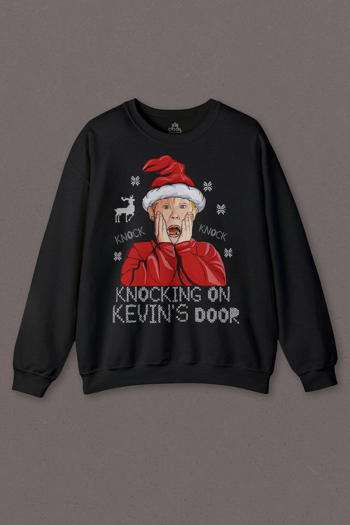 Yılbaşı Filmi Evde Tek Başına Home Alone Kevin Merry Xmas Siyah Unisex Bisiklet Yaka Sweatshirt - 1