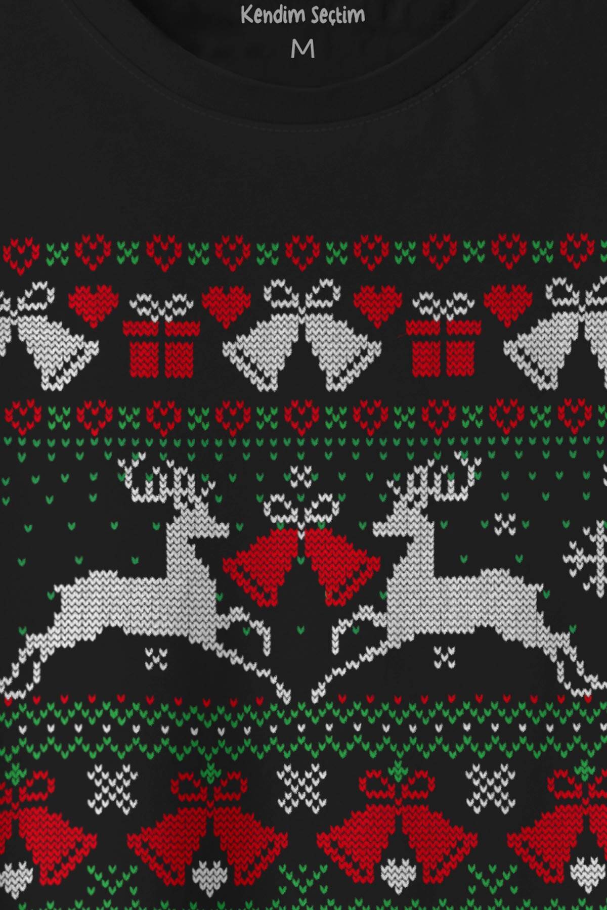 Yılbaşı Hediye Geyik Christmas Happy New Year Siyah Baskılı Sweatshirt - 2