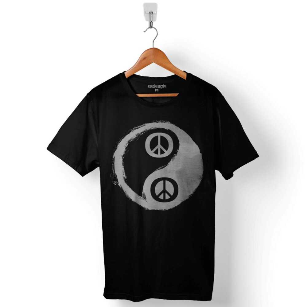 Yin Yang Barış Simge Sembol Logosu Baskılı Tişört Unisex