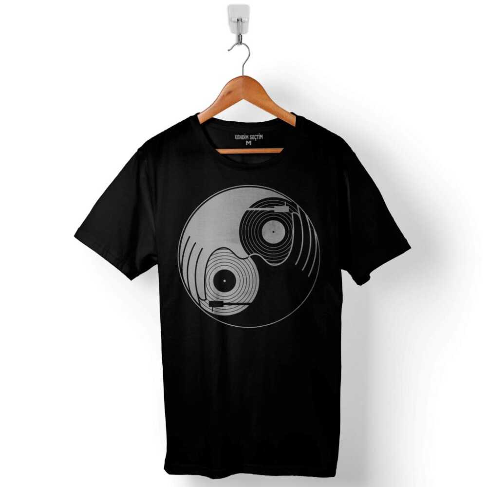 Yin Yang Music Müzik Nota Cd Disk Baskılı Tişört Unisex